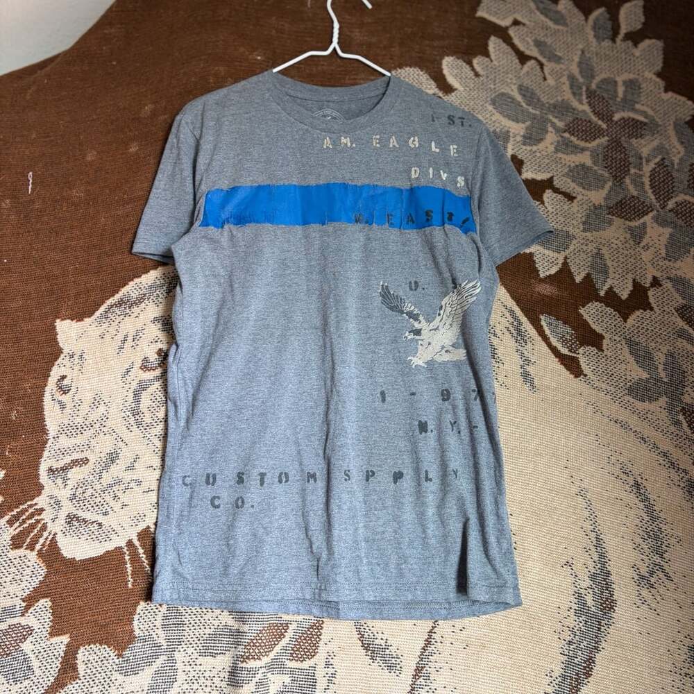 American Eagle Outfitters T-Shirt Size S Gray Athletic Fit Graphic Tee
